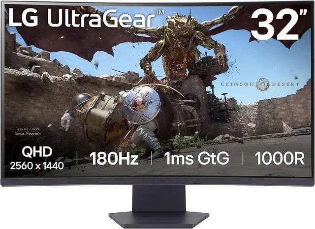 32" LG UltraGear 2K QHD CURVED Gaming 180Hz